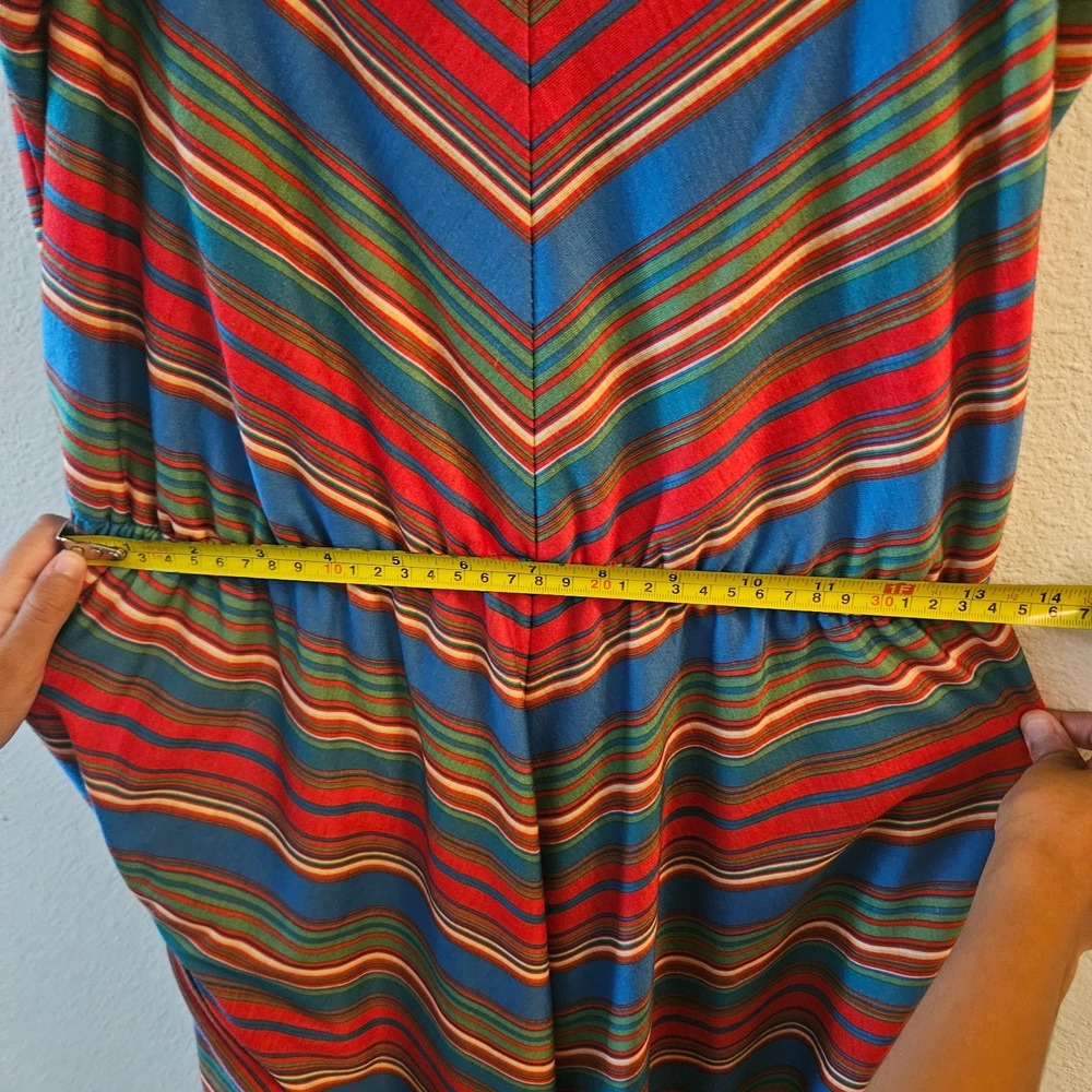 Vintage 70s Lanz Original Midi Dress Stripe Spaghetti Strap Belt S/M - Picture 11 of 16